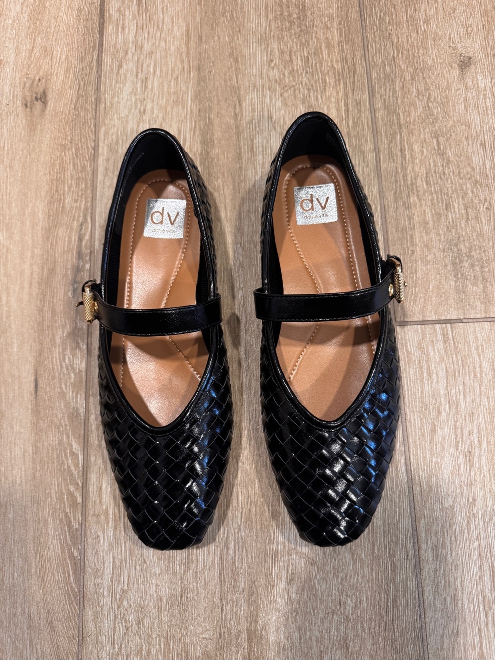 DV by Dolce Vita Black Woven Mary Jane Flats
